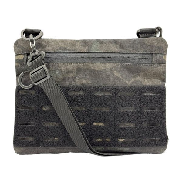 Тактична сумка через плече з патч панеллю для шевронів Cordura Multicam Black HardKit RoKit S 9377223-М-НК фото 2